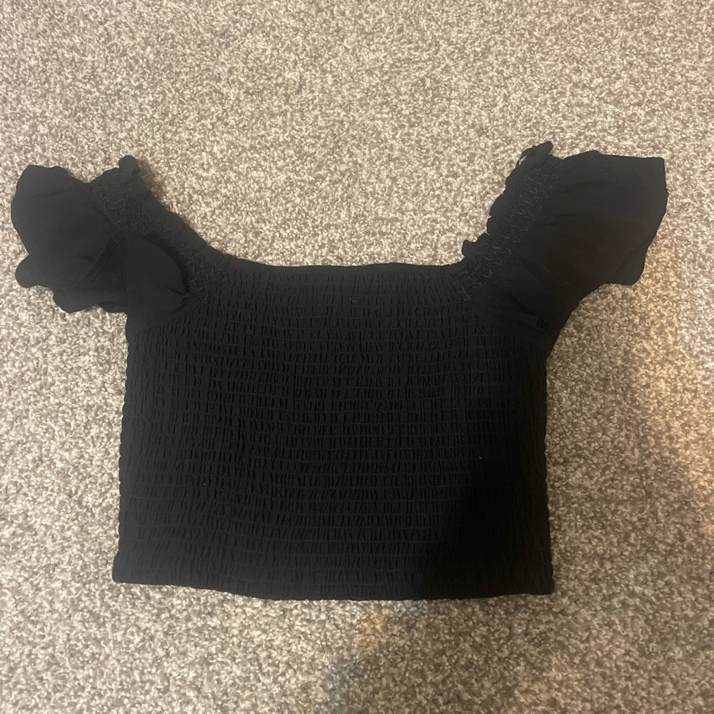 Forever 21 Black Smocked Crop Top